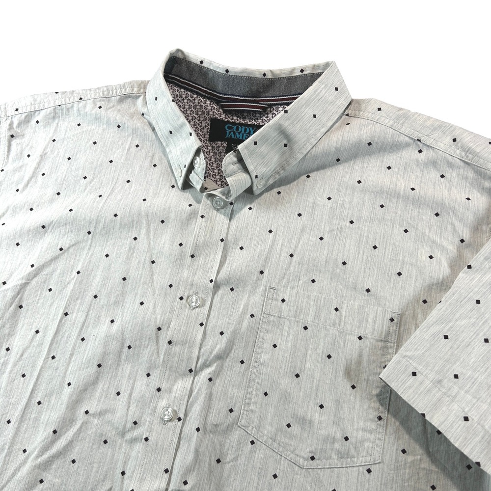 Cody James Button Down Shirt Mens XL Gray Diamond Print Short Sleeve Western - Picture 1 of 8